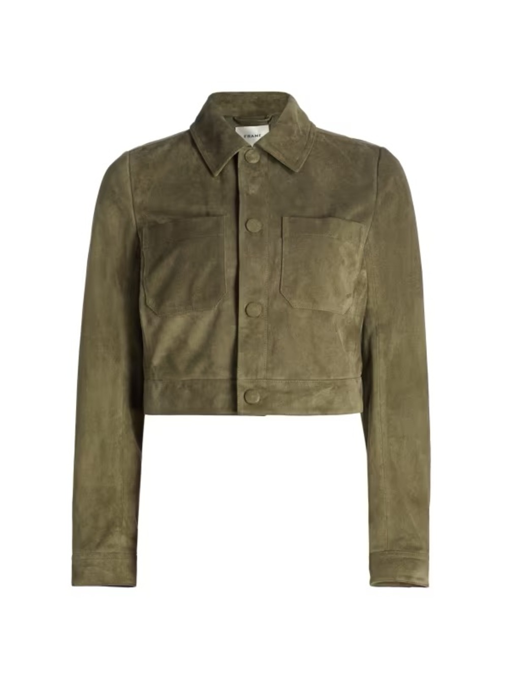 FRAME Small Suede Crop Jacket Cypress Olive NWT